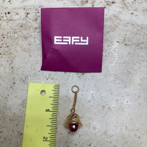 EFFY Bells Handbag Charm Collection Gold Tone Bell on Chain with Purple Crystal - Picture 2 of 2